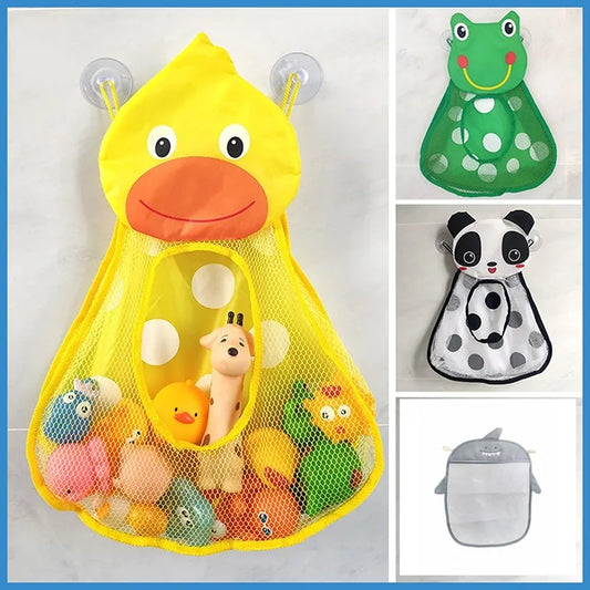 Splash & Store: Adorable Duck and Frog Bath Toys with Mesh Net Storage Bag for Kids' Bathtime Fun!